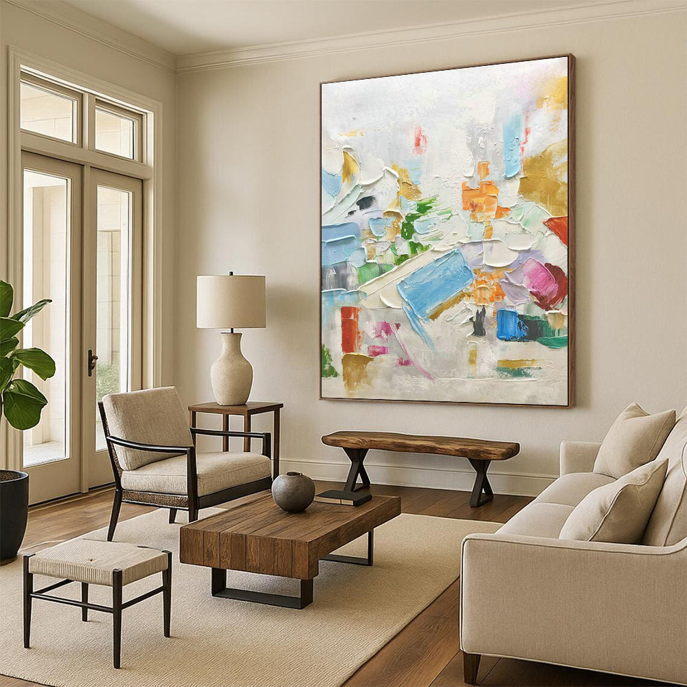 Large Hand-Painted Abstract Art for Cottage Bedroom and Living Room DLZ1607