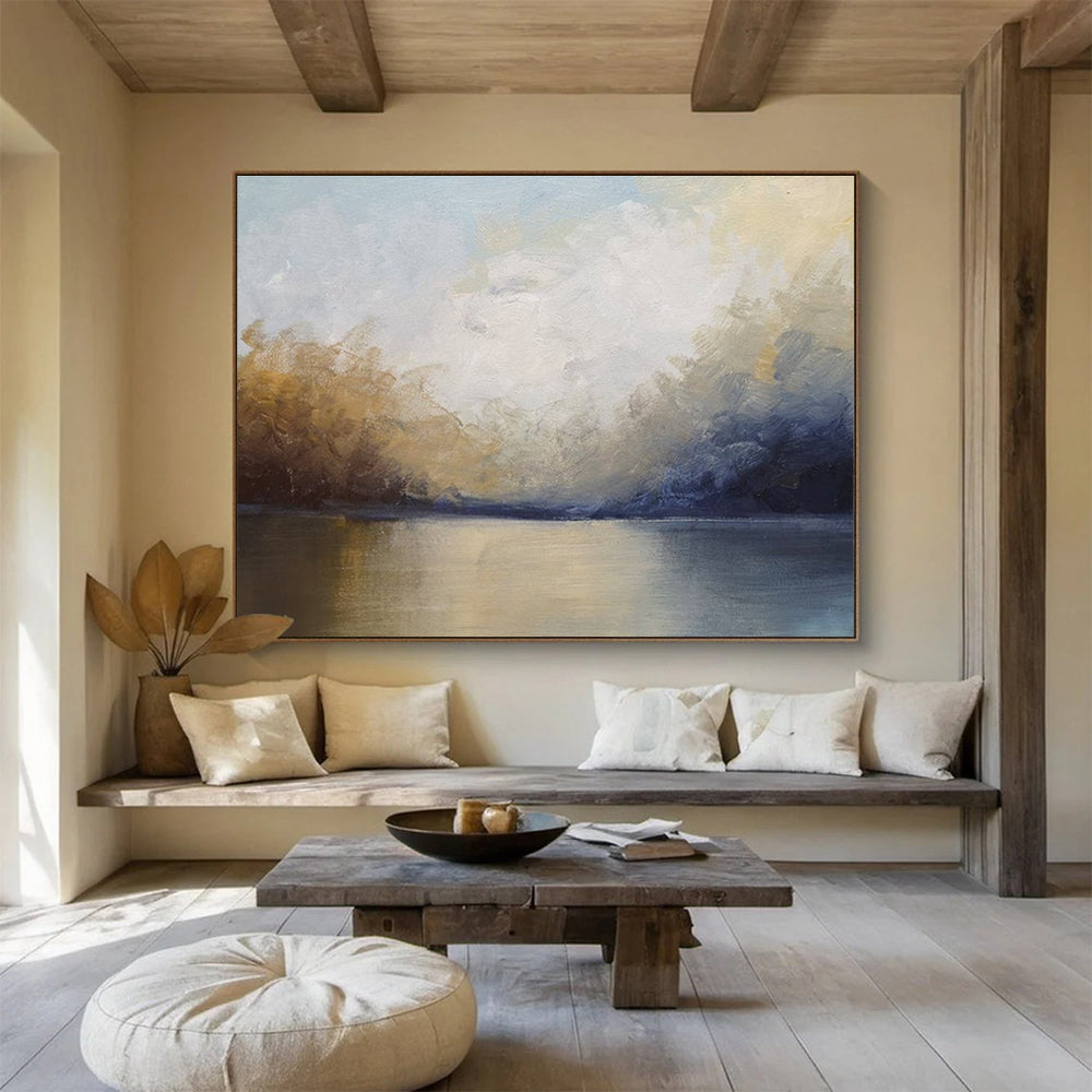 Soft Toned Lake Sky Abstract Painting THY040