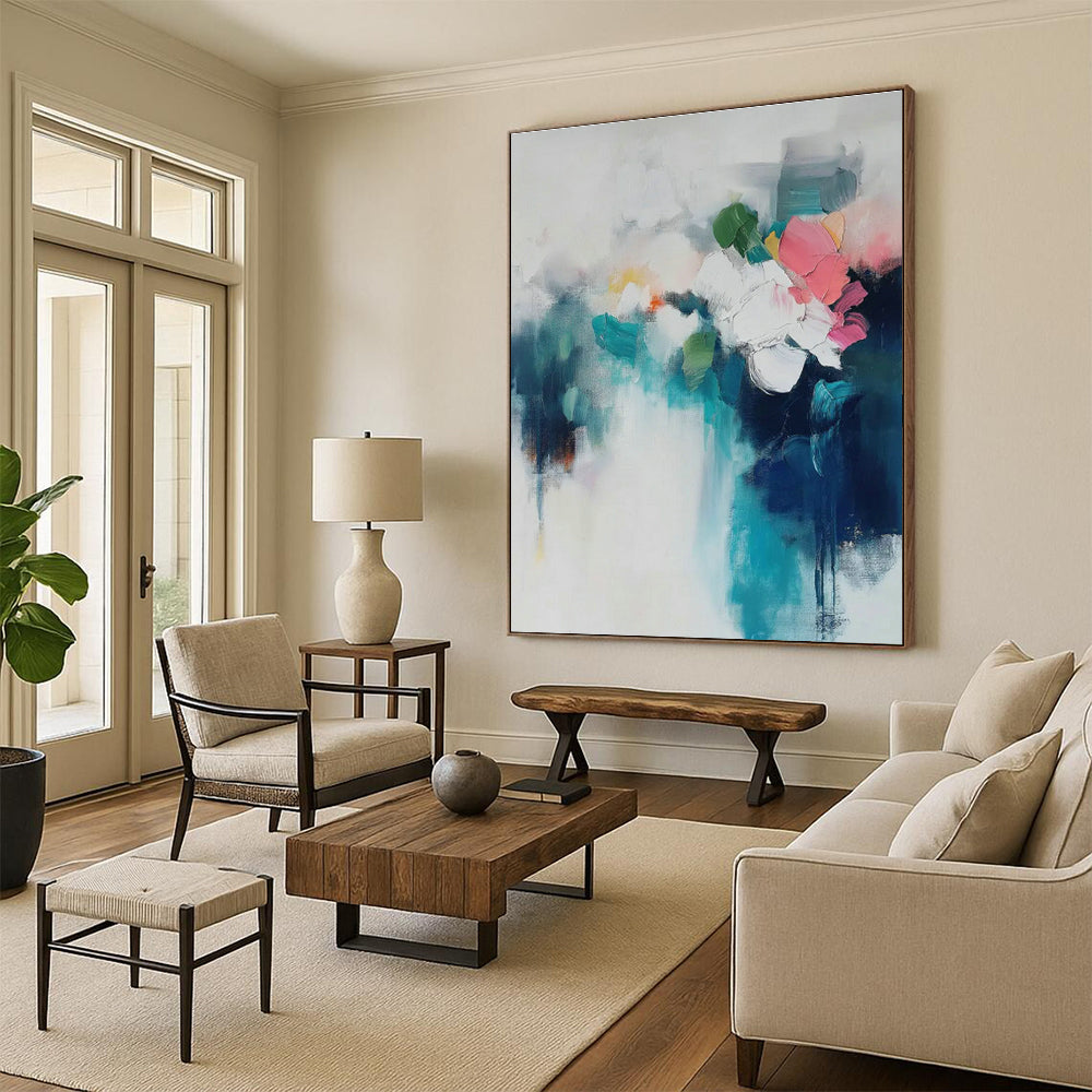 Custom Extra Large Hand-Painted Abstract Canvas for Hallway & Office DLZ1003