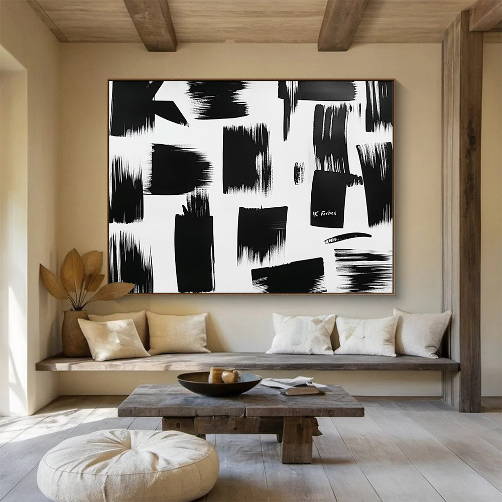 Black and White - Bold Brushstrokes Abstract Painting DYP061