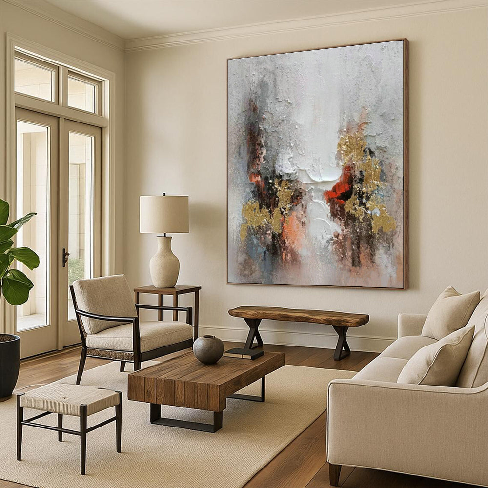 Handmade Extra-Large Abstract Painting for Dining Room & Entryway DLZ1175
