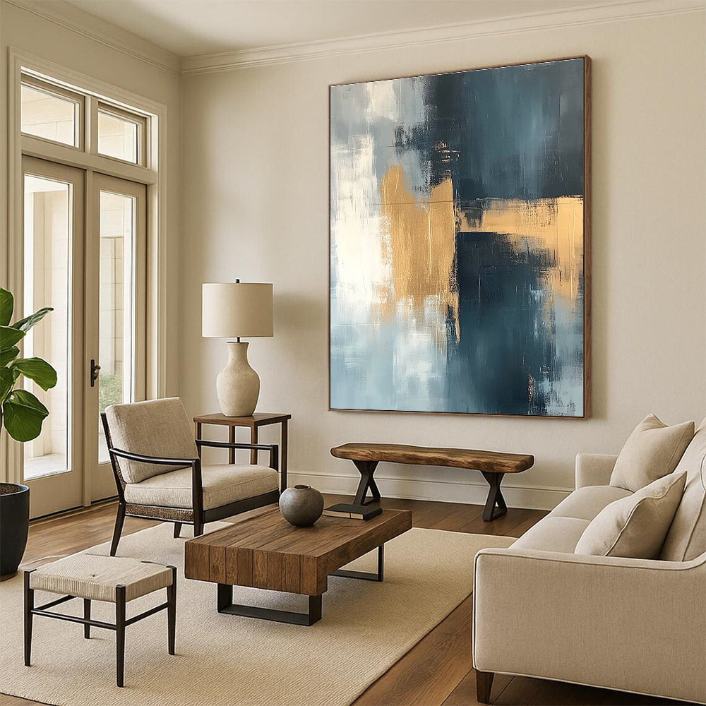 Gray and Gold Abstract Painting with Subtle Textures GER380