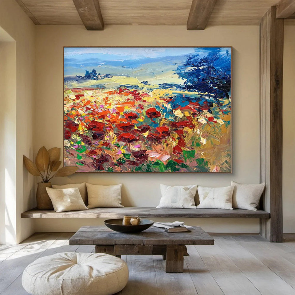 Colorful Poppy Field Abstract Painting THY475