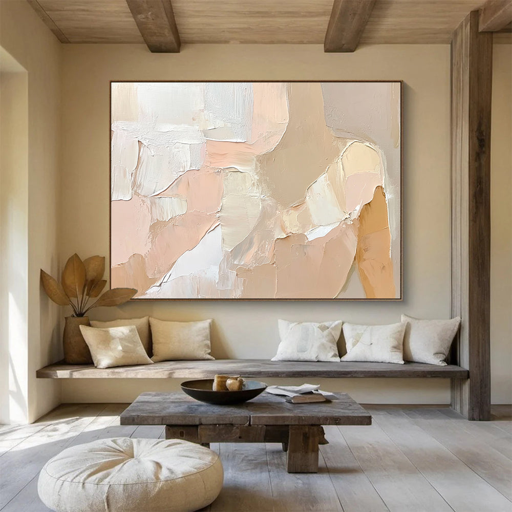 Beige Toned Abstract Figure Painting with Subtle Shading DYP262