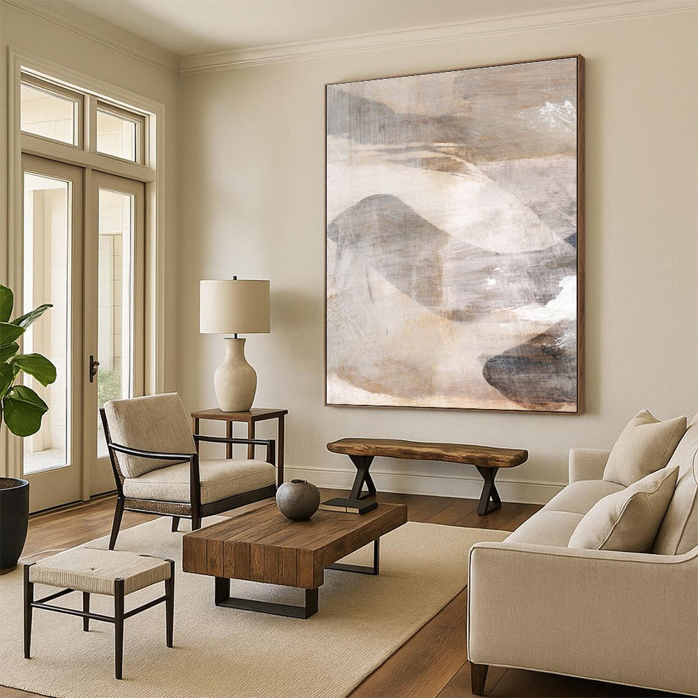Earth - toned Abstract Landscape with Soft Textures Painting ADGE210