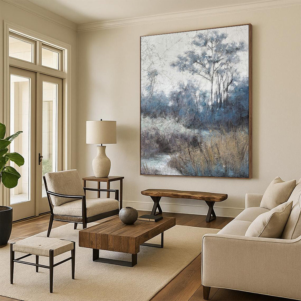 Large Custom - Sized Handmade Abstract Canvas for Cottage and Living Room DLZ2158