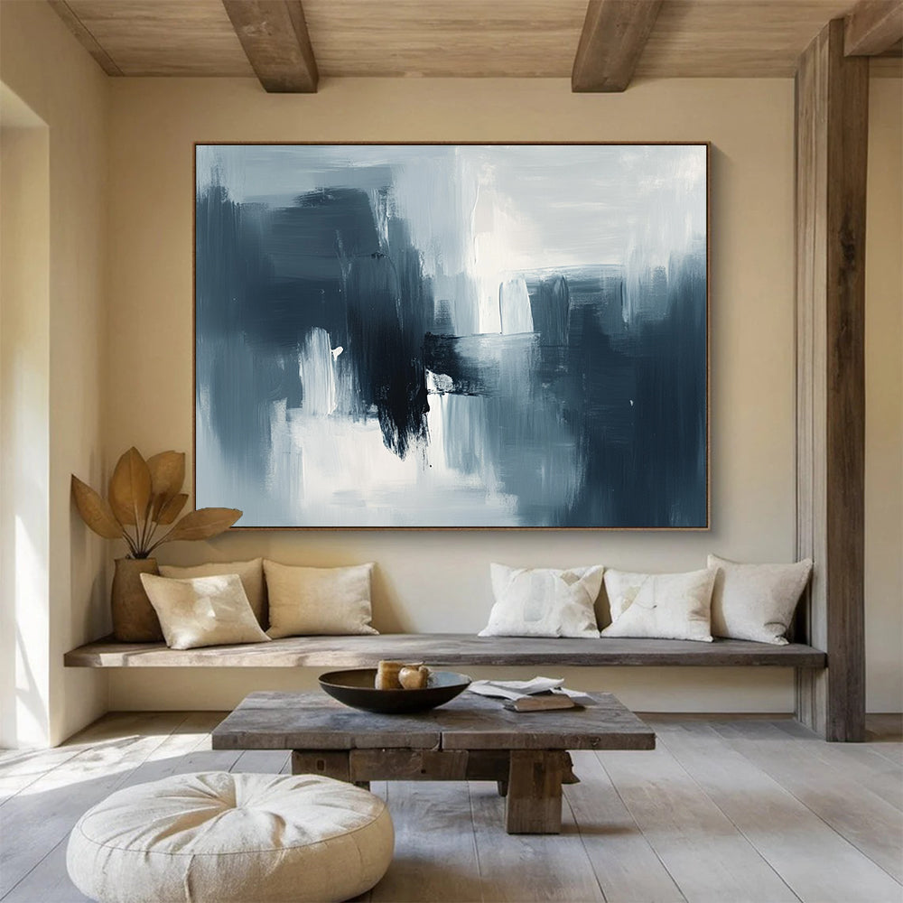 Gray and Black Abstract Painting with Layered Brushstrokes DYP391