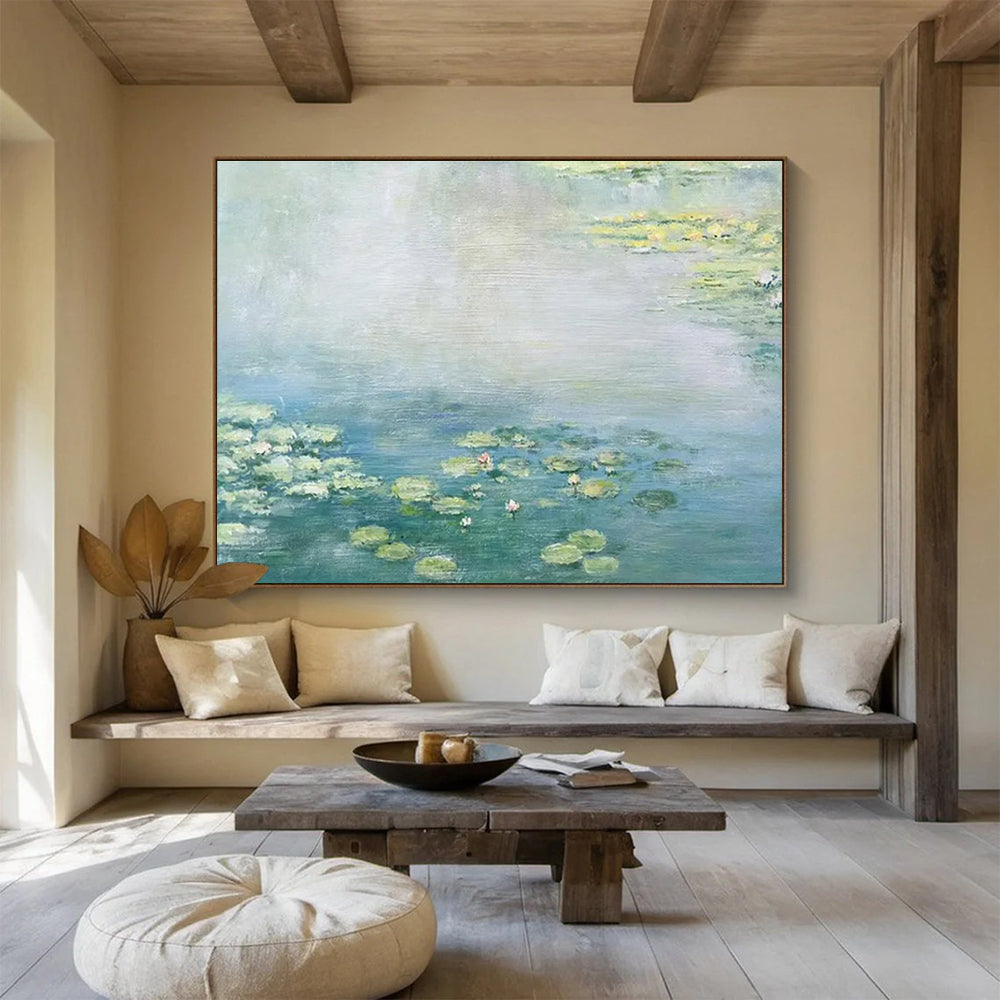 Water Lily Pond Abstract Painting with Soft, Serene Colors THY391