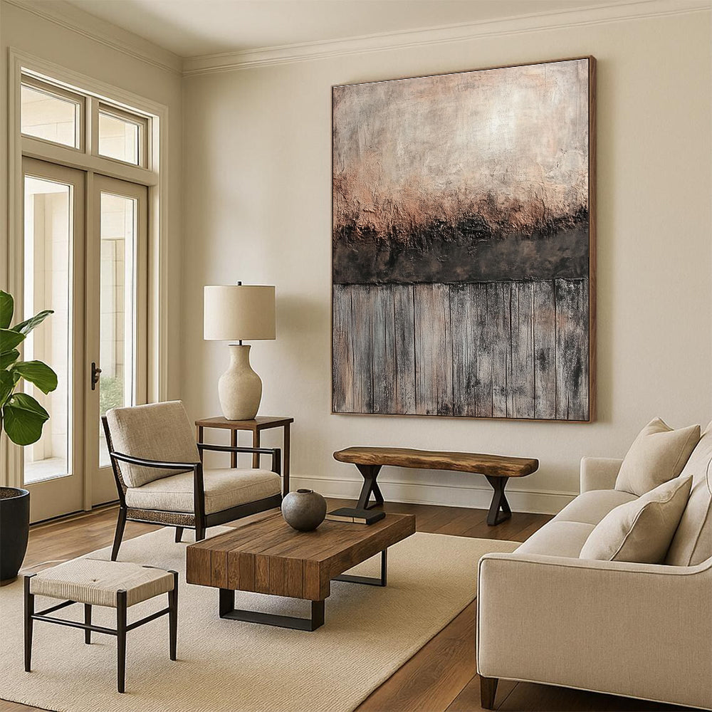 Rustic Wall and Wood - Themed Textured Abstract Painting GER252