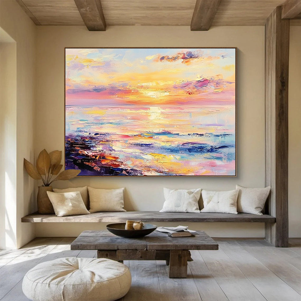 Pastel Sunset Abstract - Dreamy Ocean Abstract Painting DYP008