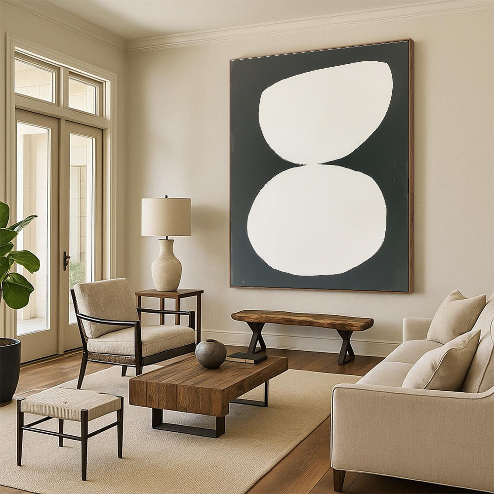Minimalist White and Black Abstract with Simple Shapes GER269