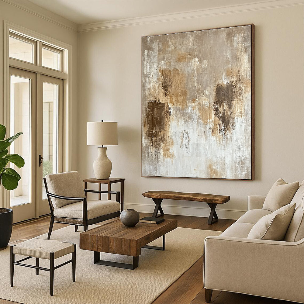 Beige Brown Abstract Painting with Subtle Textures GER769