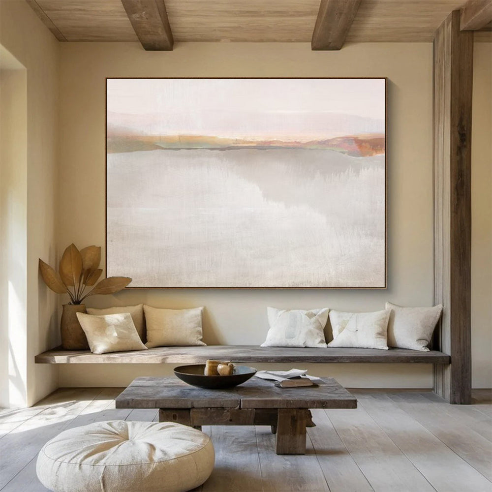 Soft - toned Landscape Abstract Painting with Pastel Hues THY120