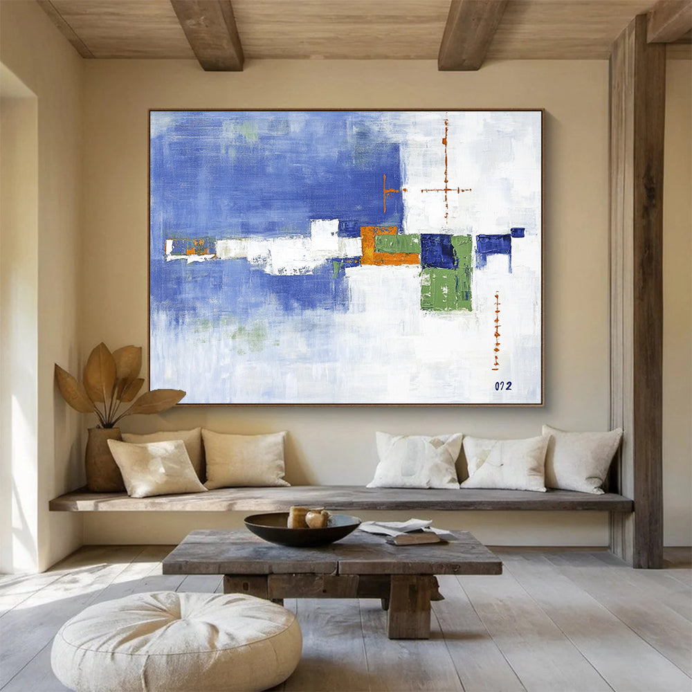 Blue and Green Geometric Abstract Painting DYP086