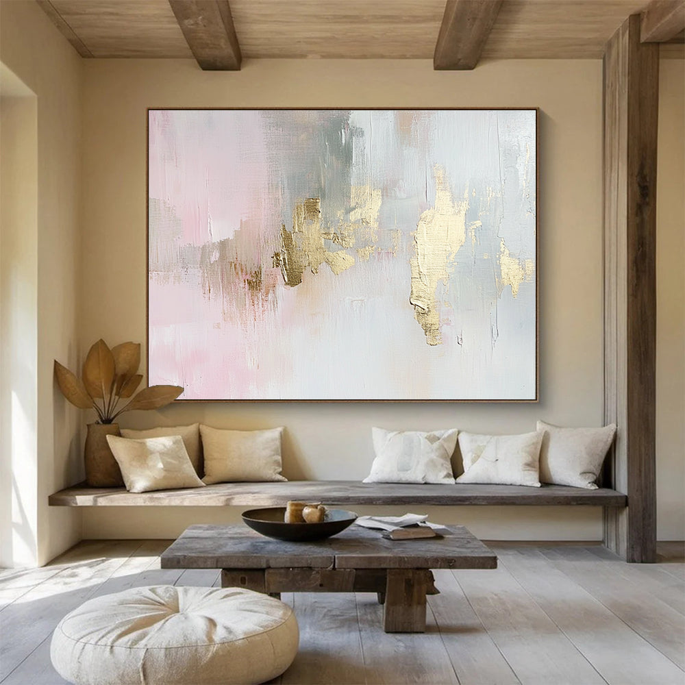 Abstract with Gold Accents on Pink and Gray DYP544