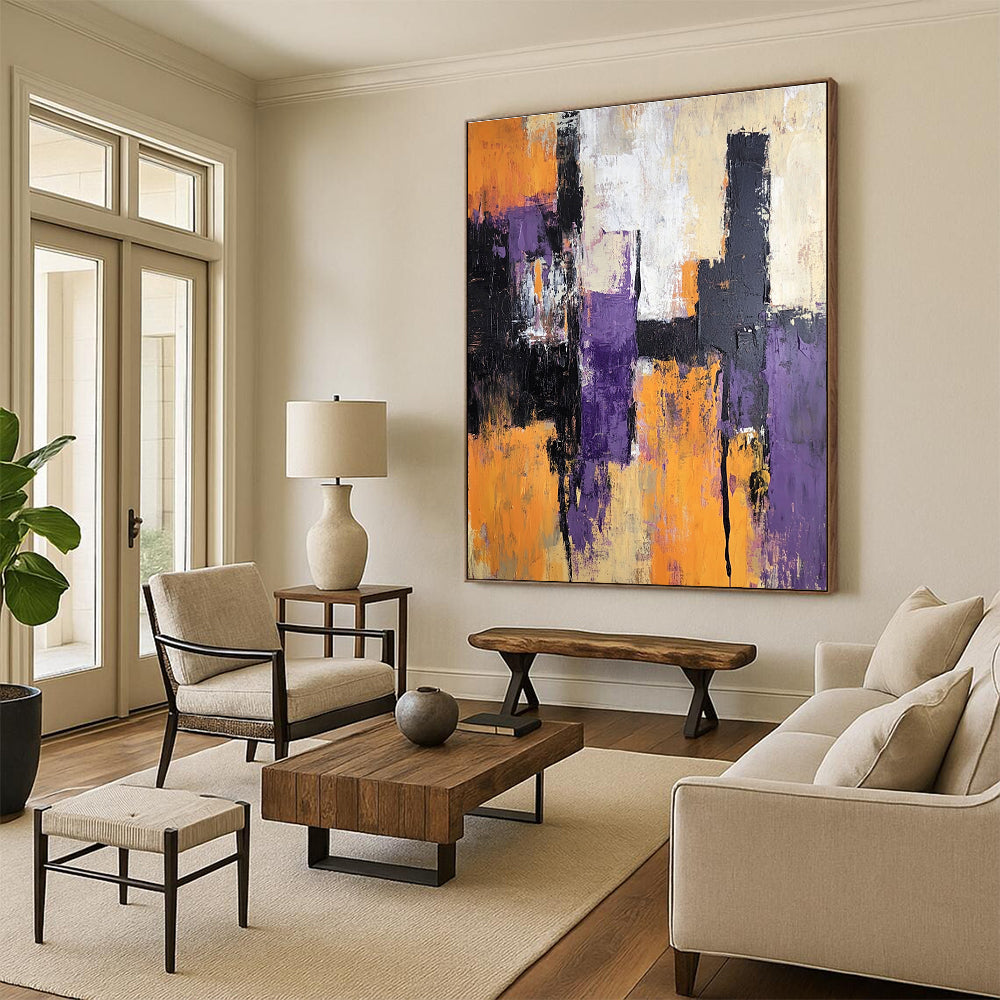 Purple and Orange Abstract Painting with Bold Strokes GER563