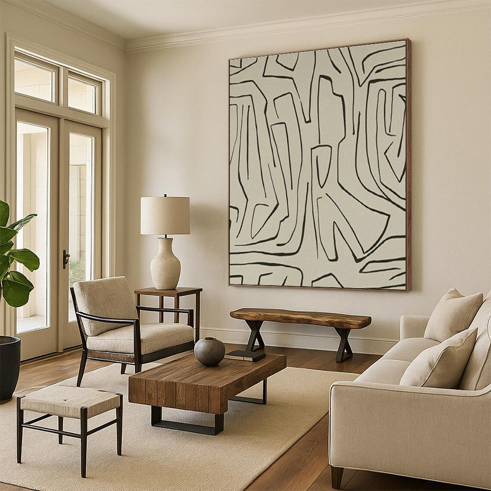 Massive, Custom - Sized Handmade Abstract Canvas for Cottage & Living Room DLZ2046