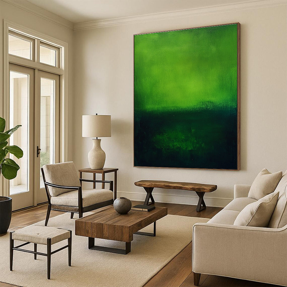 Green Abstract Painting with Gradient Hues GER458