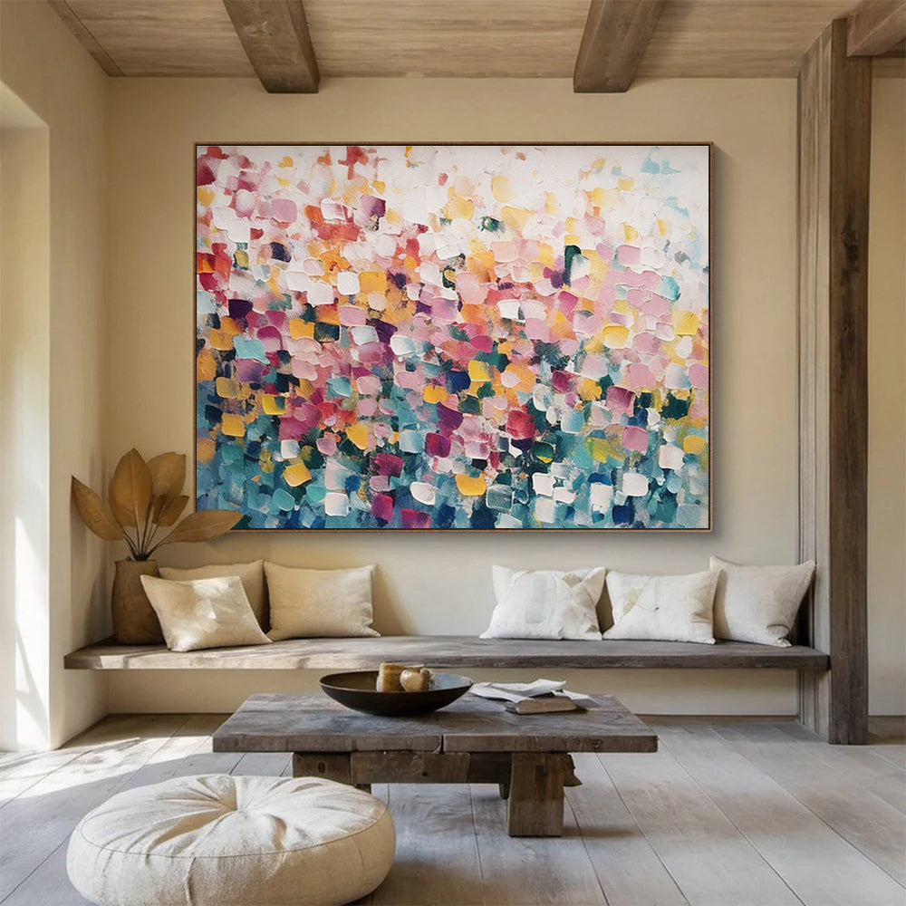 Vibrant Color Block Abstract Painting with Mixed Bright Colors THY162