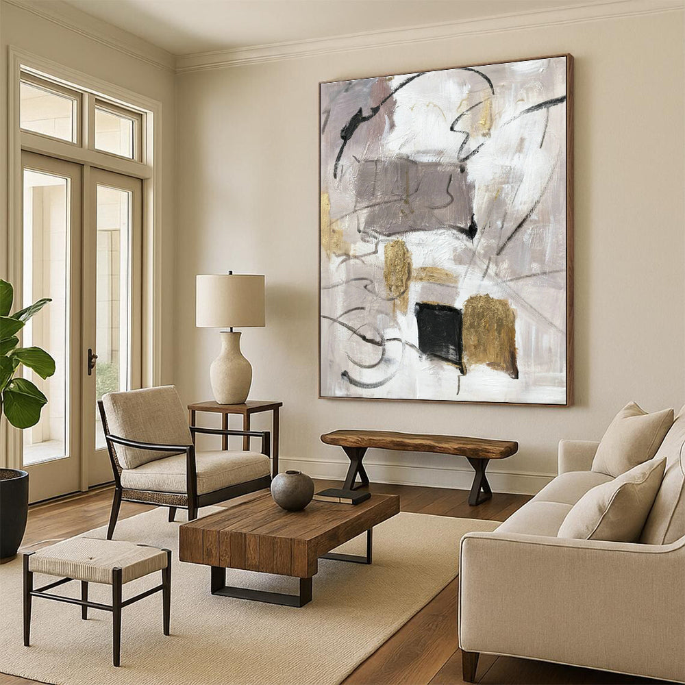 Large Hand-Painted Abstract Painting for Office & Hallway DLZ1292