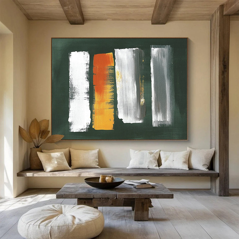 Green Background Color Strokes Abstract Painting DYP087