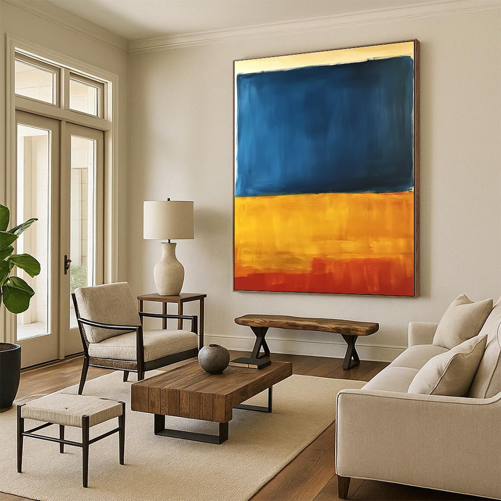Blue and Yellow Abstract Gradient Painting with Subtle Textures GER221
