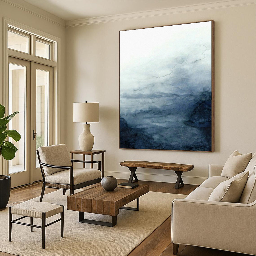 Hand - Painted Custom Abstract Canvases for Cottage Living Room Fireplace Screen Mesh & Dining Room Buffet Cabinet Glass Door Latches DLZ0946