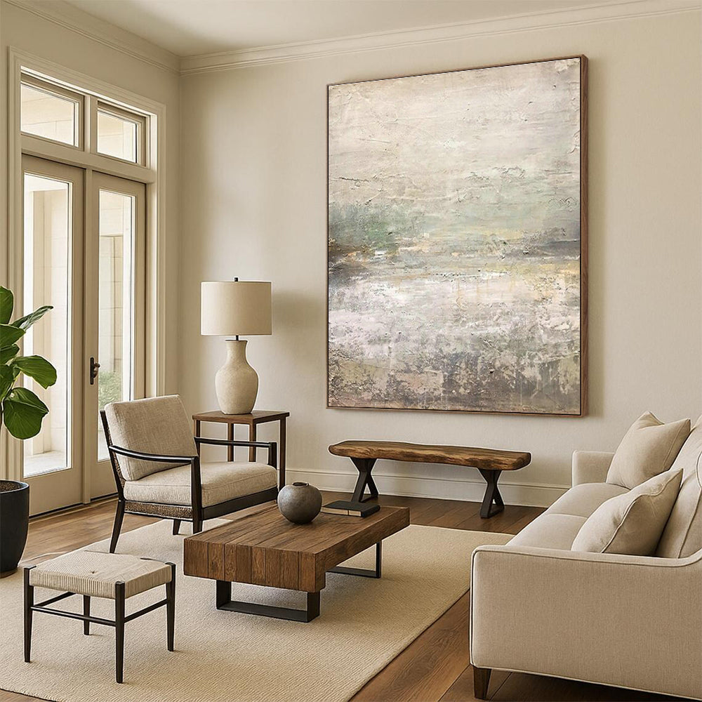 Extra-large Custom Hand-Painted Abstract Canvas for Dining Room Buffet Area and Cottage Office Nook DLZ1867
