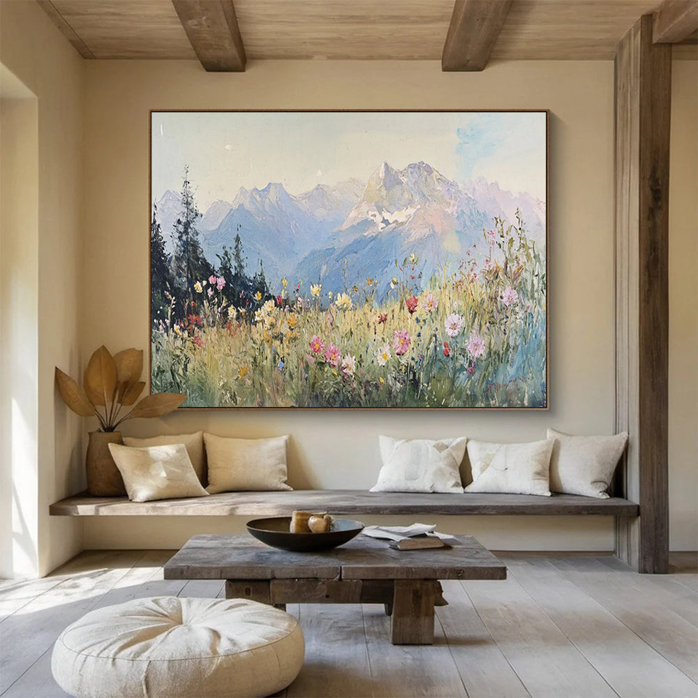 Alpine Meadow Abstract Painting with Fresh, Natural Abundance THY409