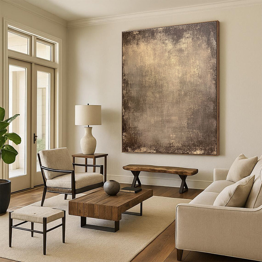 Brown Textured Abstract Painting with Vintage Appeal GER031