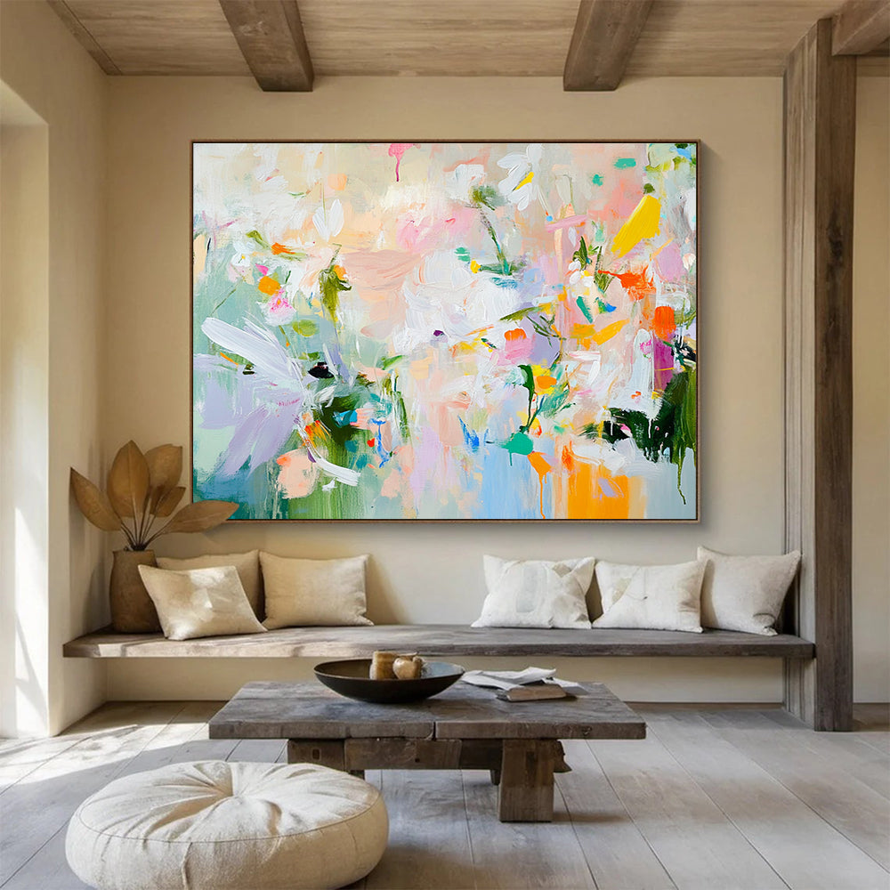 Vibrant Abstract Floral Painting with Bright Colors DYP542