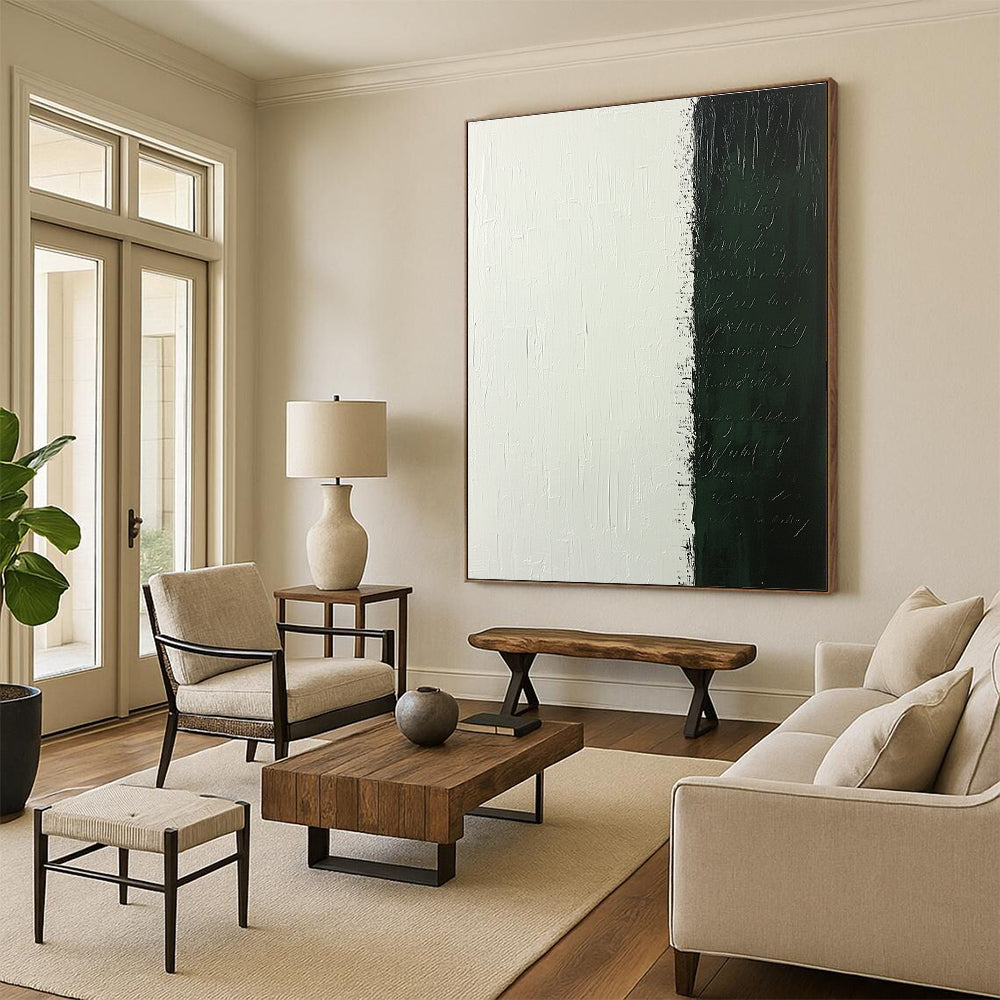 Split - Color Abstract with White and Dark Green GER308