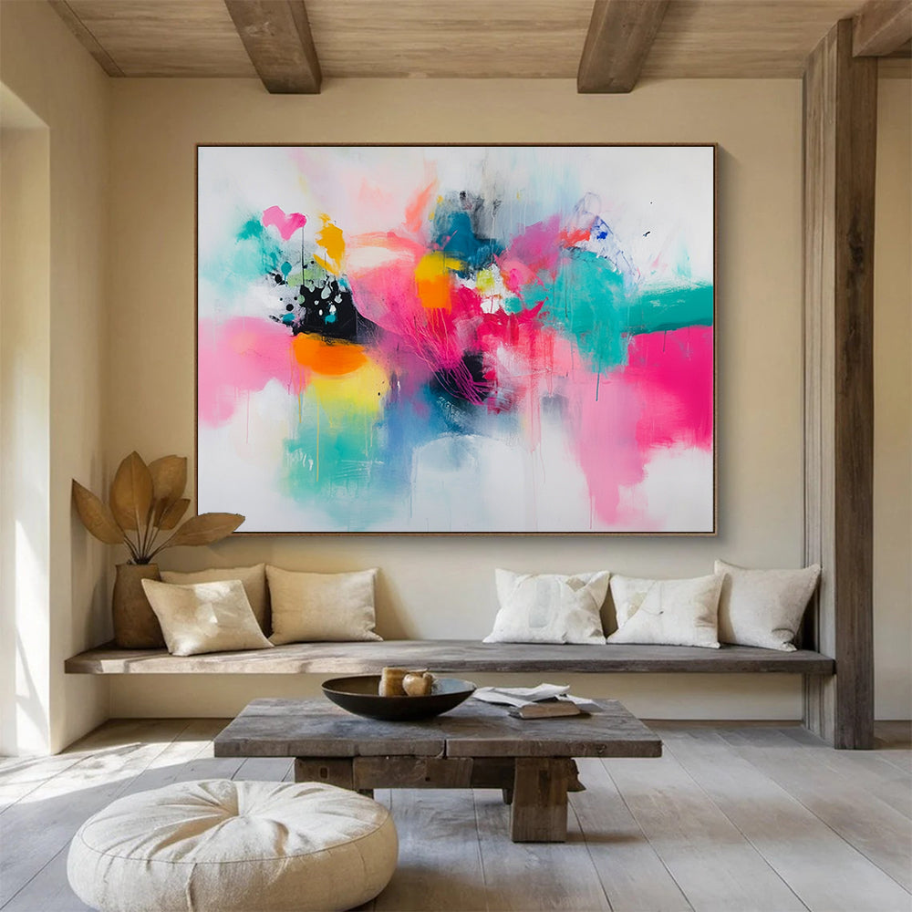 Bold Color Abstract Composition Painting with Bright Hues DYP545