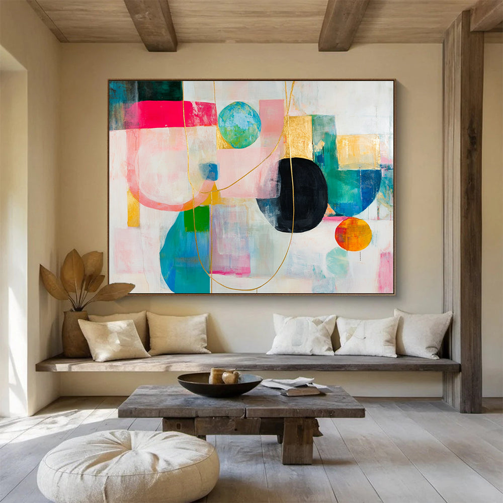 Abstract Composition with Gold Accents and Colorful Shapes DYP533