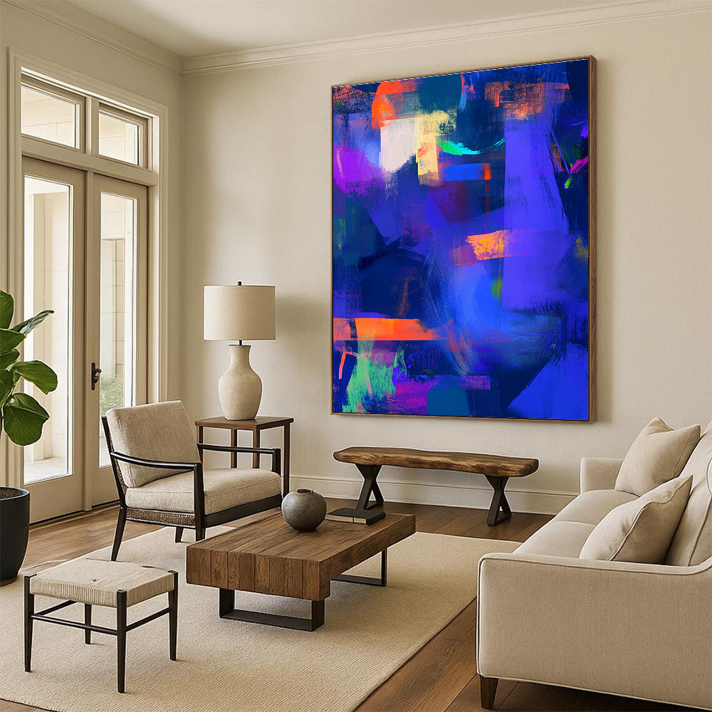 Purple Blue Abstract Painting with Deep Hues GER407