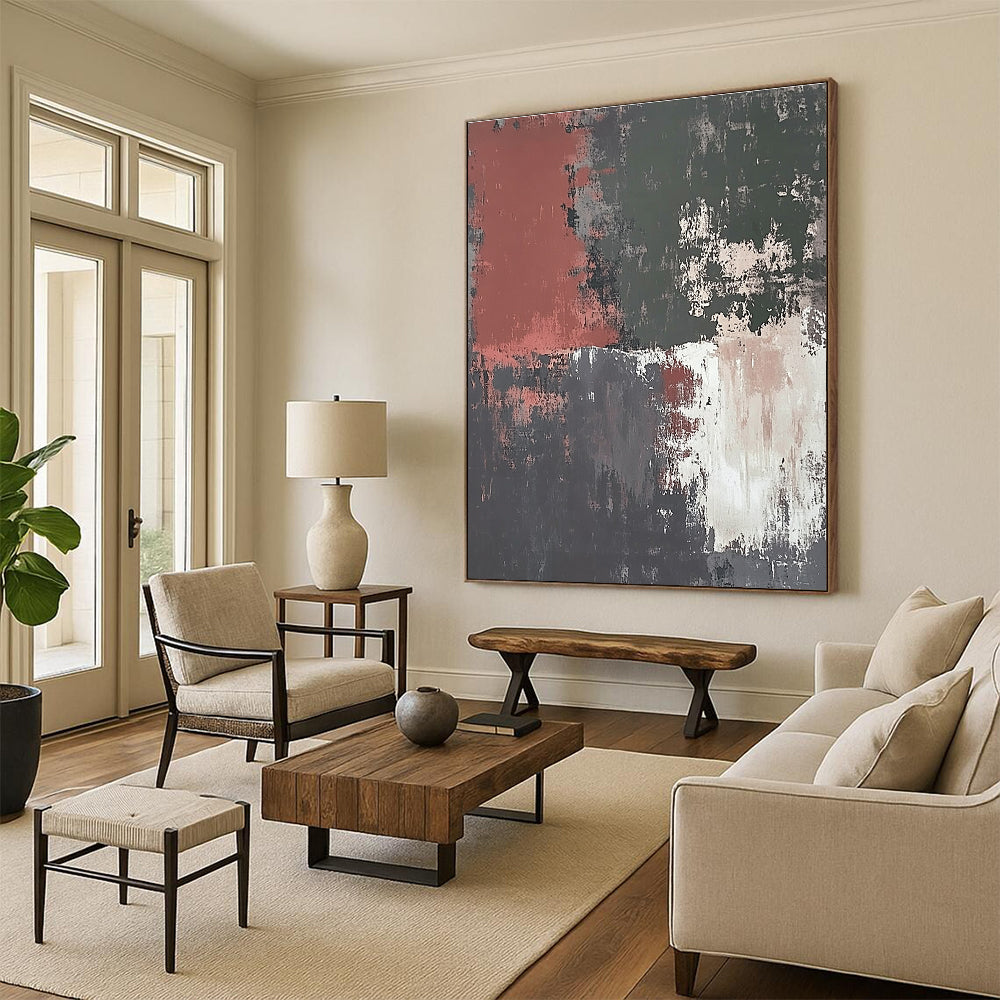 Earth - Toned Abstract with Red, Green, Gray, and White GER326