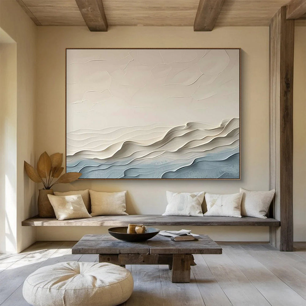 Minimalist Textured Abstract Painting with Neutral Shades THY253