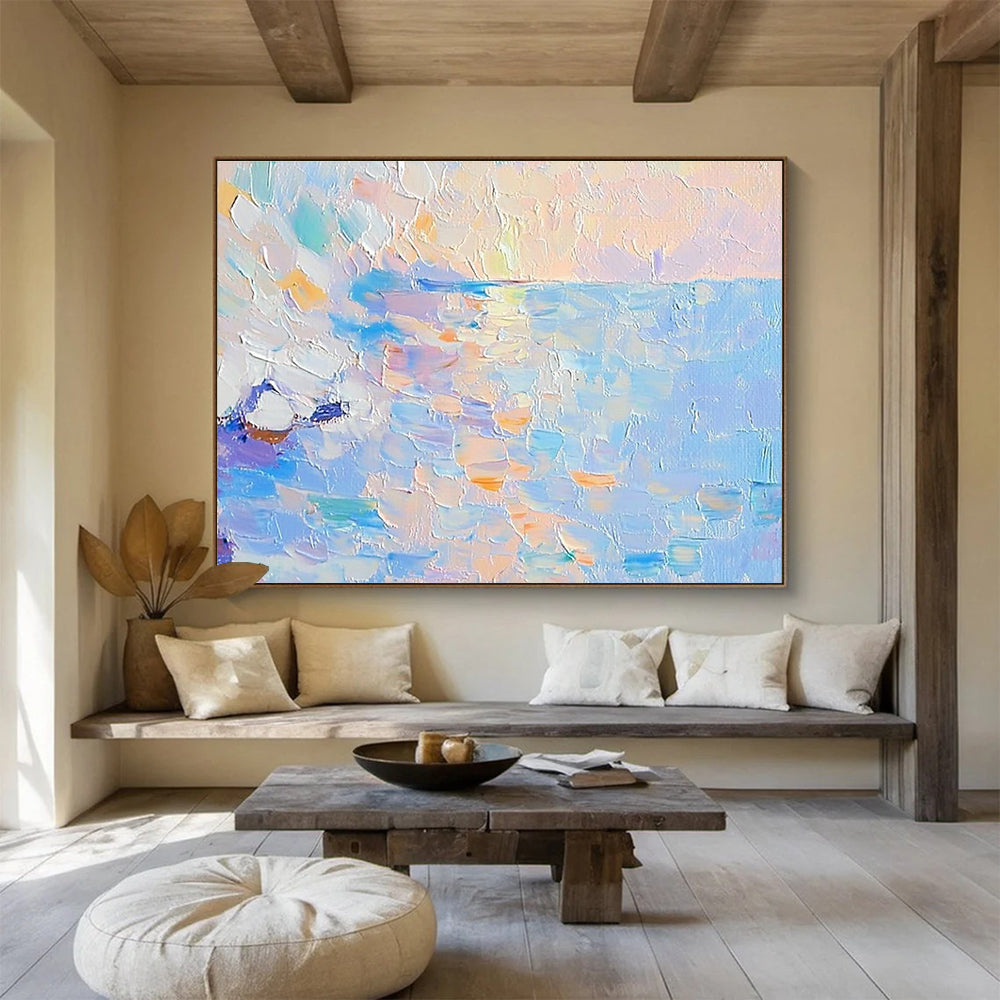 Impressionistic Sea Abstract Painting with Colorful Dabs DYP278