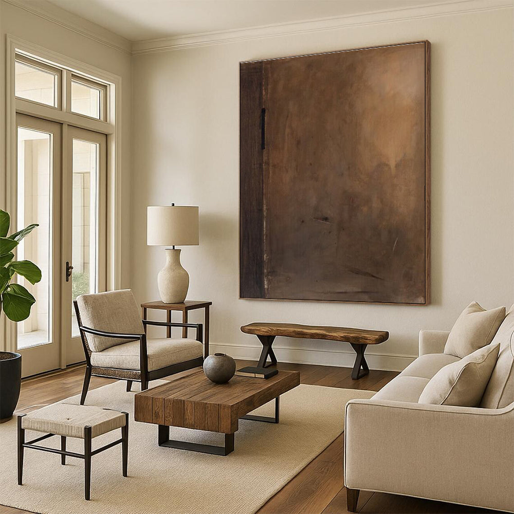 Muted Brown Abstract Painting with Subtle Details ADGE514