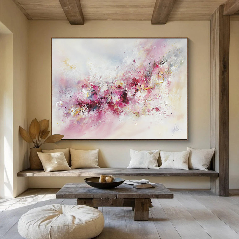 Soft Pink Floral Abstract Painting with Delicate Hues DYP350