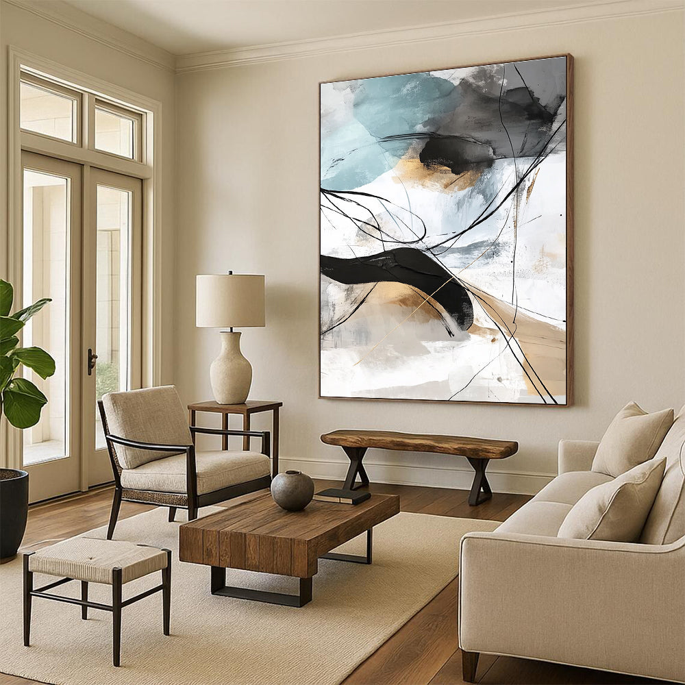 Line Art Abstract Painting with Subtle Colors GER448