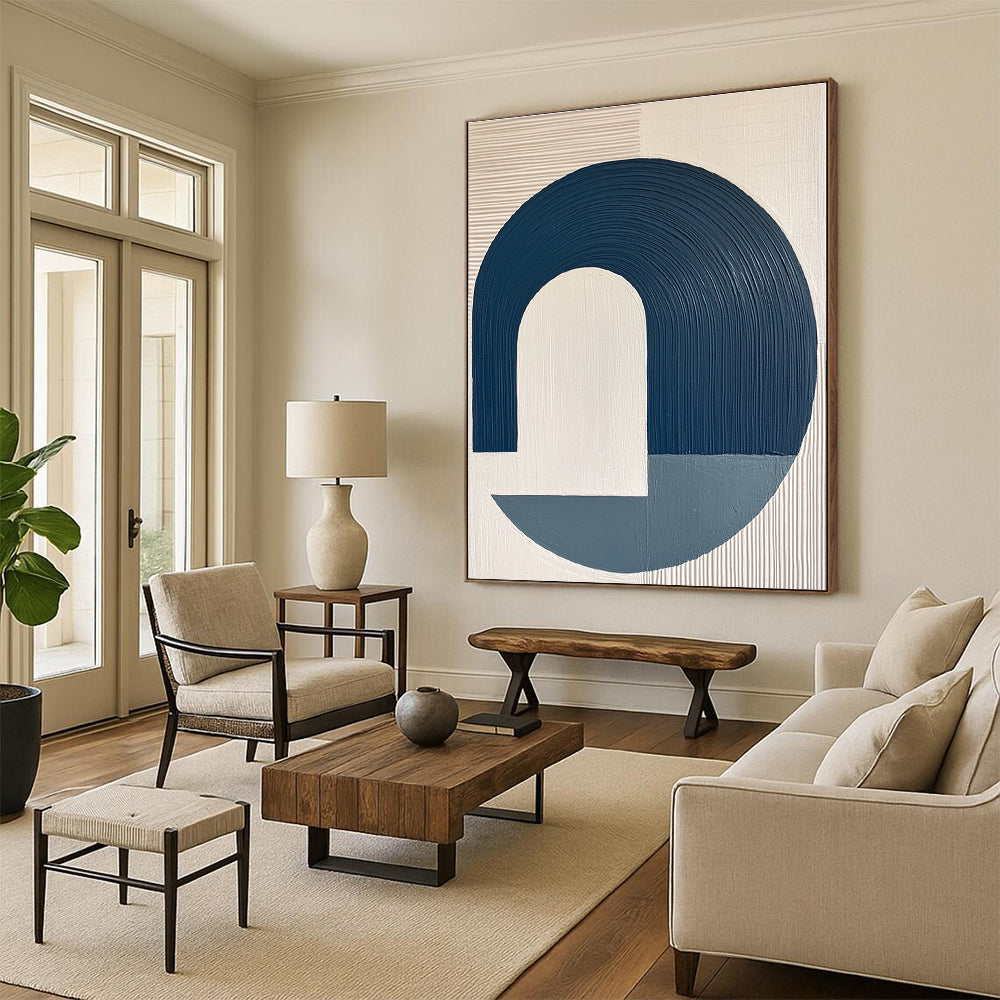 Blue and White Minimalist Geometric Abstract Art GER214