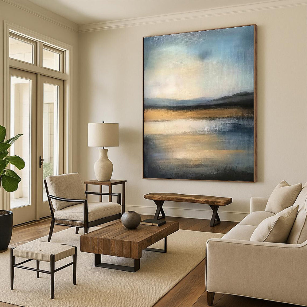 A large abstract painting featuring vibrant colors and dynamic shapes that inspire creativity and elevate any space’s ambiance.STSC1495