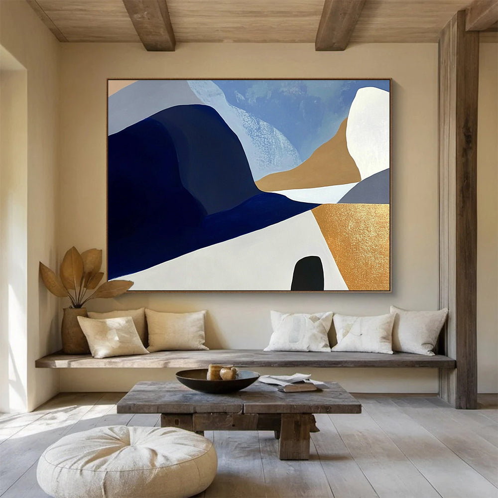 Blue Gray Gold - Modern Landscape Abstract Painting DYP036