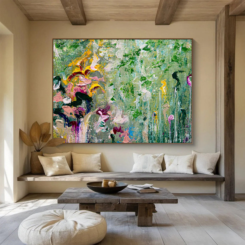 Floral Abstract Painting with Playful Flower Forms THY336