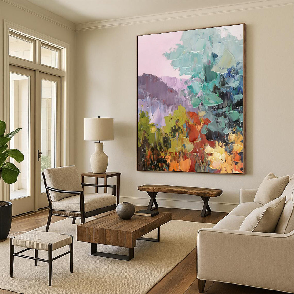 Extra-Large Hand-Painted Abstract Art for Cottage Living Room & Bedroom DLZ1285