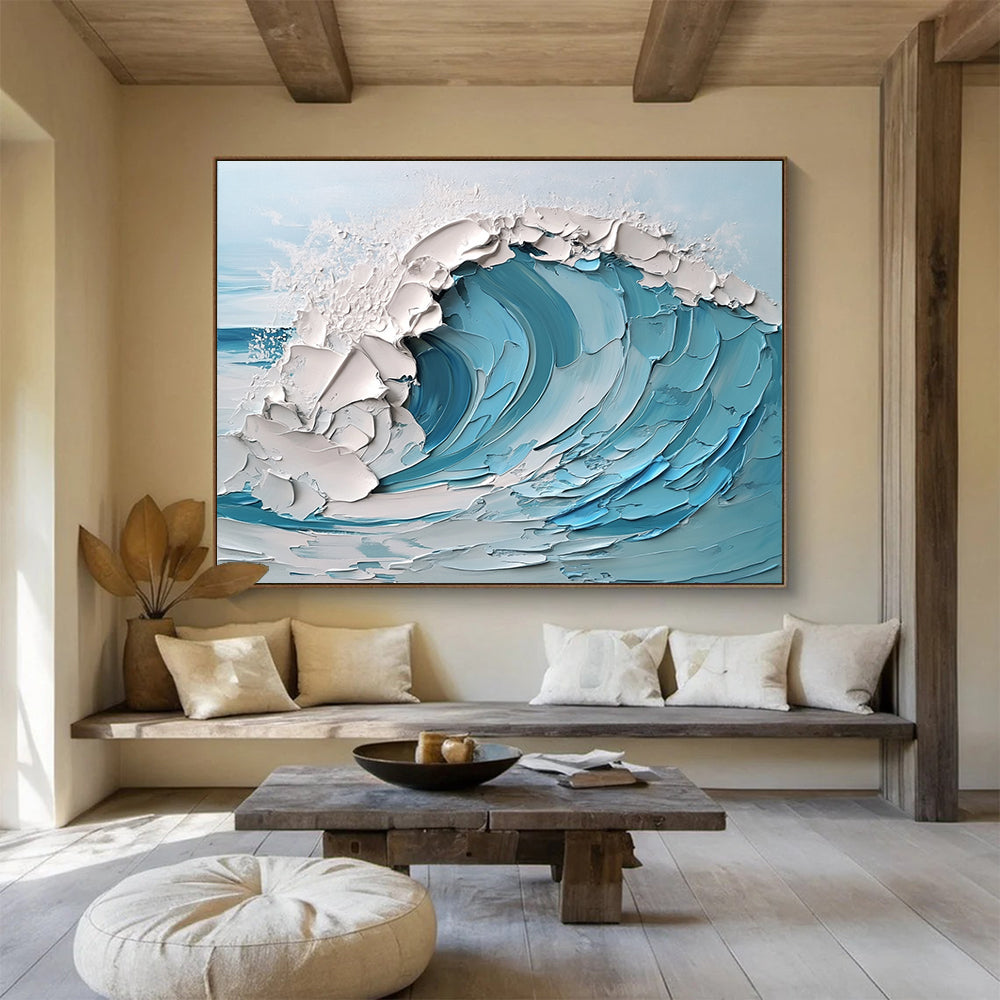 Textured Wave Abstract - Impasto Ocean Abstract Painting DYP004