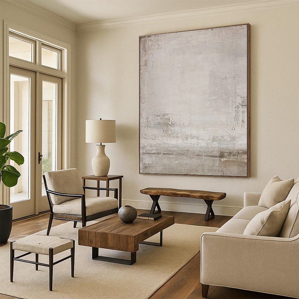 Gray - textured Minimalist Abstract Painting for Subtle Spaces ADGE055