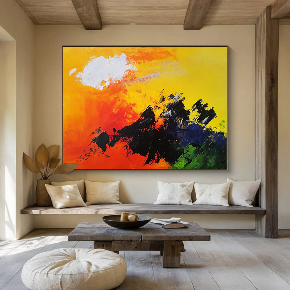 Vibrant Mountain Abstract Painting with Bold Color Combinations DYP342