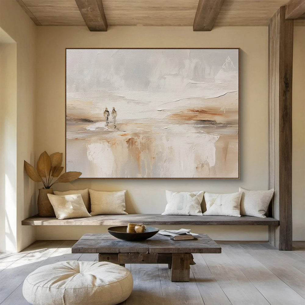 Beige Grey Figure Abstract Painting THY079